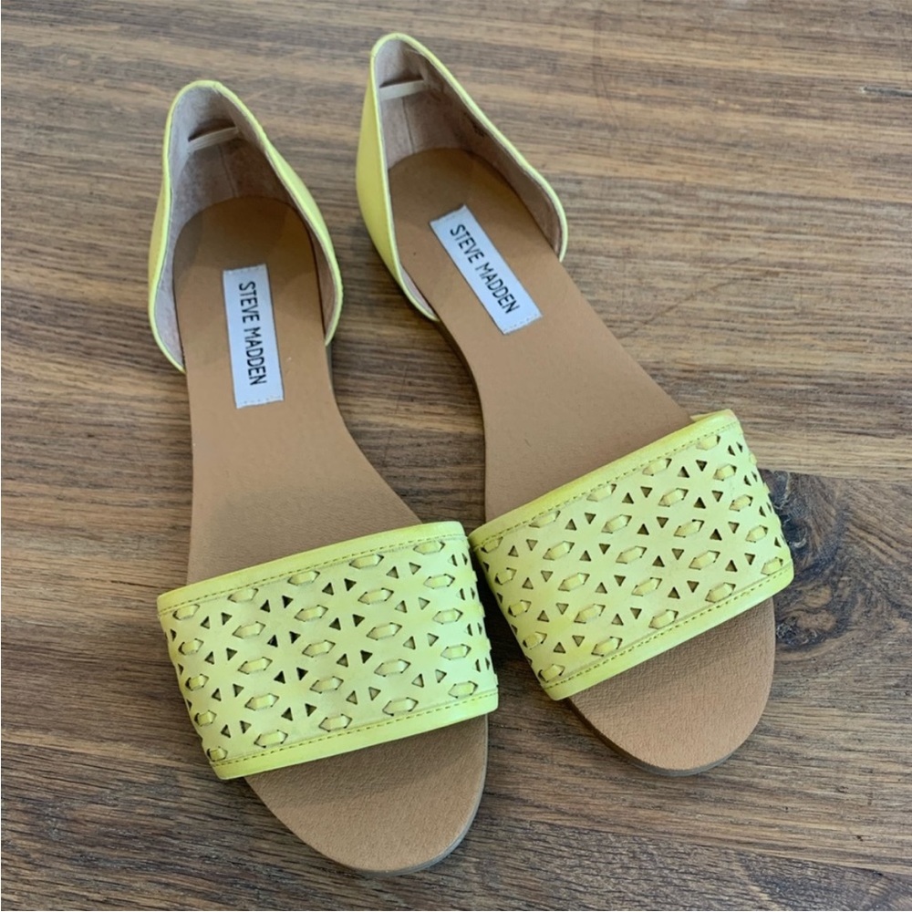 Steve Madden Taylerr Yellow Leather Flats Shoes